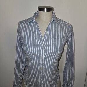 Abercrombie & Fitch Blue and White Striped Button-Down Shirt